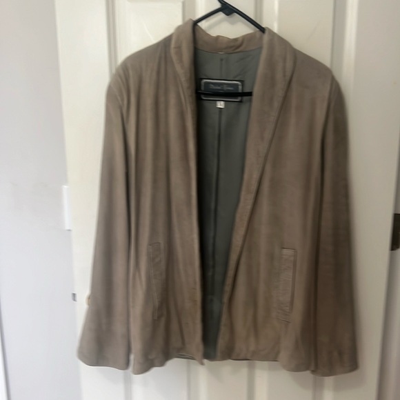 MICHAEL HOBAN X NORTH BEACH VINTAGE GRAY LEATHER BLAZER JACKET - Picture 2 of 12